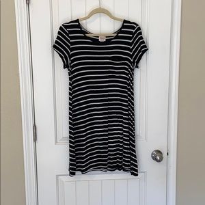 Black, striped tshirt dress